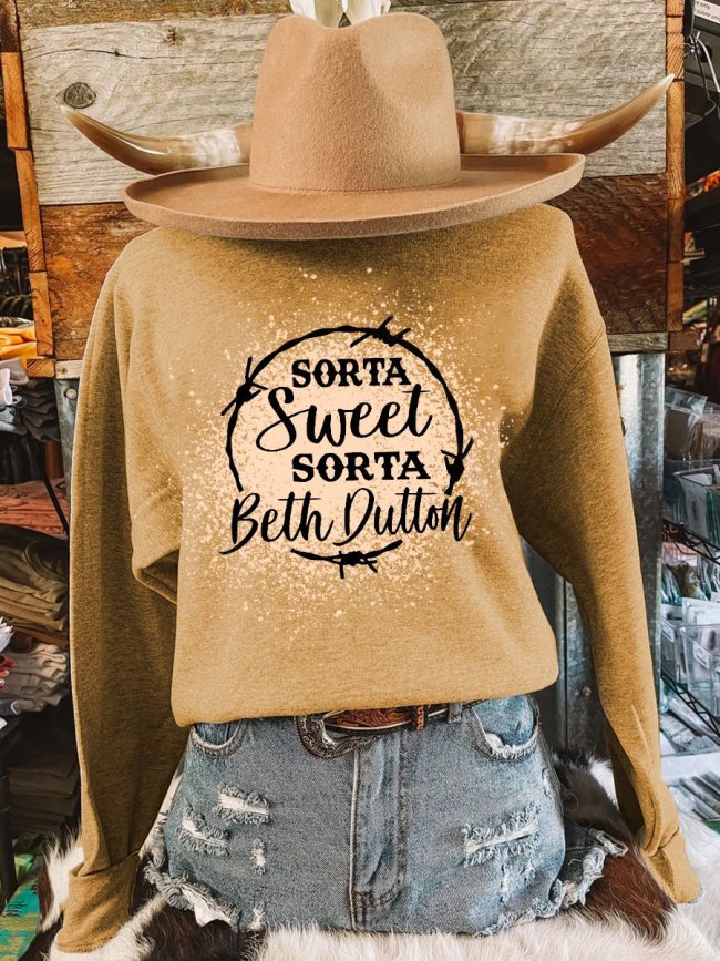 Women's Western Sorta Sweet Sorta Beth Dutton Denim Print Sweatshirt