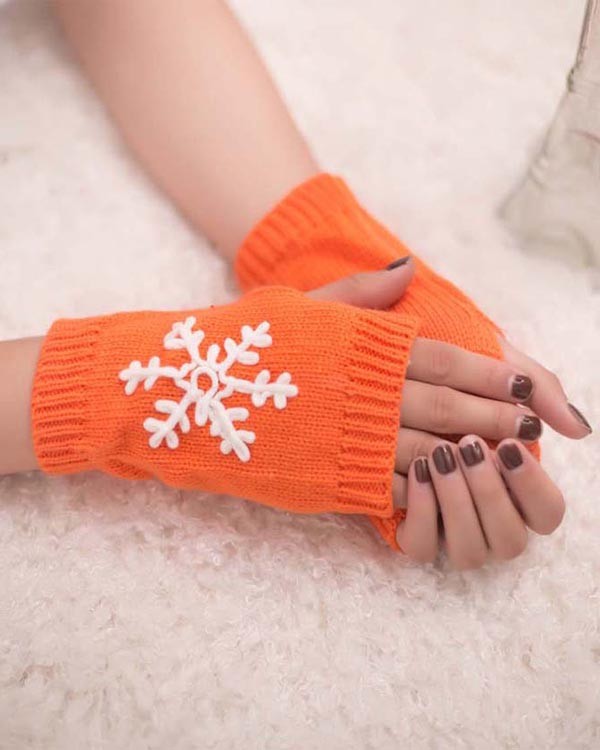 Knitted Half Finger Christmas Colorful Warm Gloves