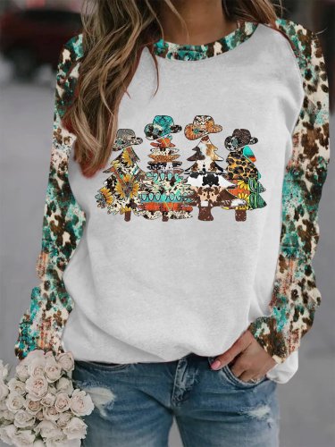 Women's Christmas Western Ethnic Christmas Tree Print Sweatshirt