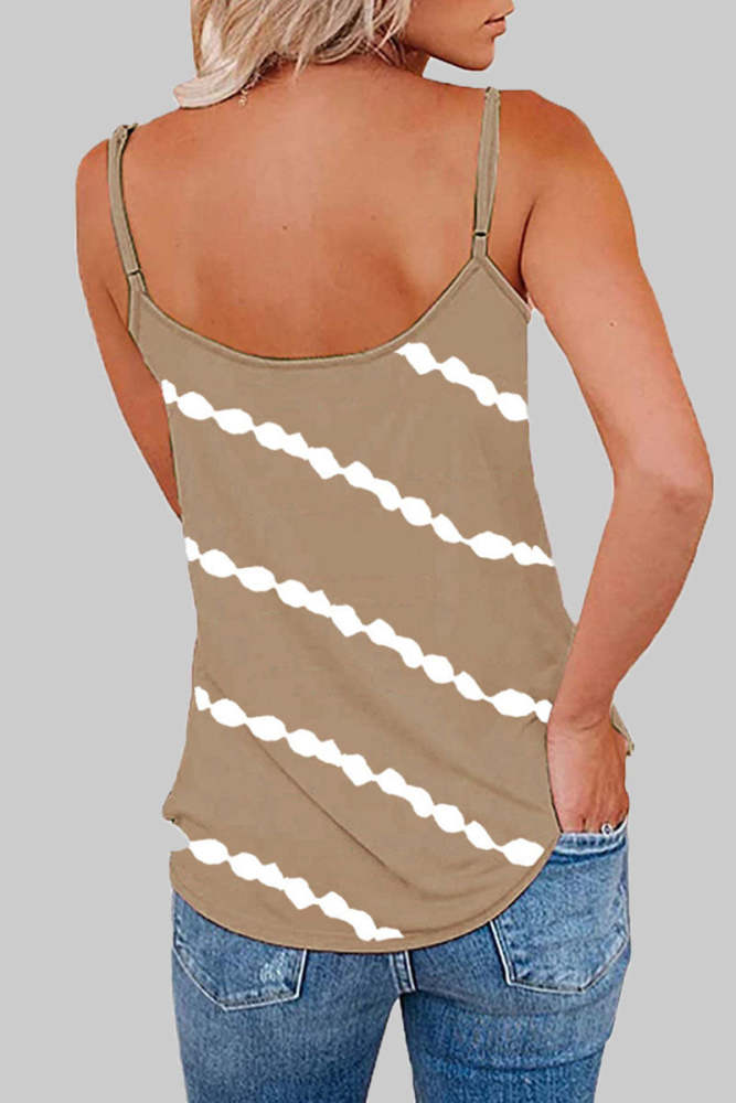 Fashion Casual Striped Print Split Joint V Neck Tops(6 colors)