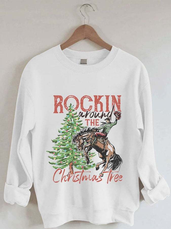 Women's Rocking Around The Christmas Tree Print Casual Sweatshirt