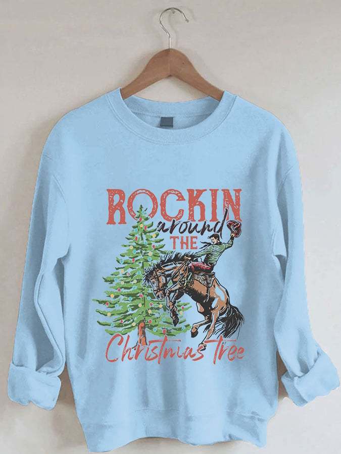 Women's Rocking Around The Christmas Tree Print Casual Sweatshirt
