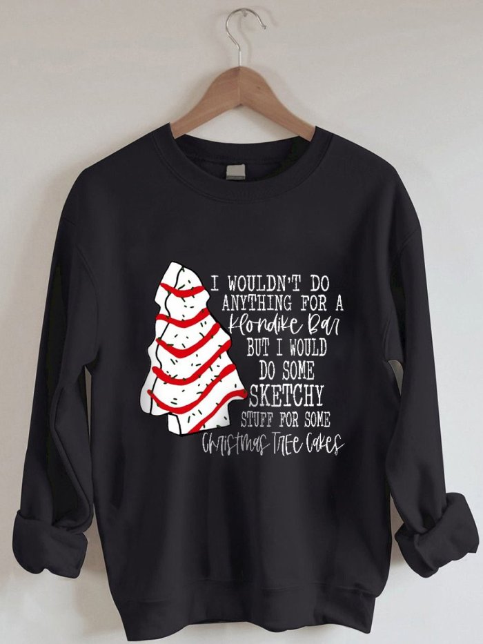 Women's Christmas Tree Cake Print Sweatshirt