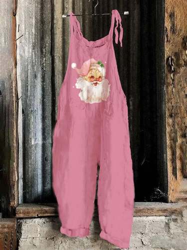 Vintage Pink Santa Print Jumpsuit