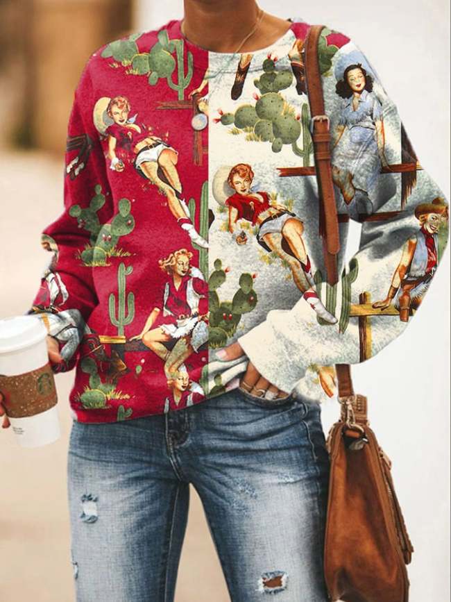 Western Vintage Print Hoodie