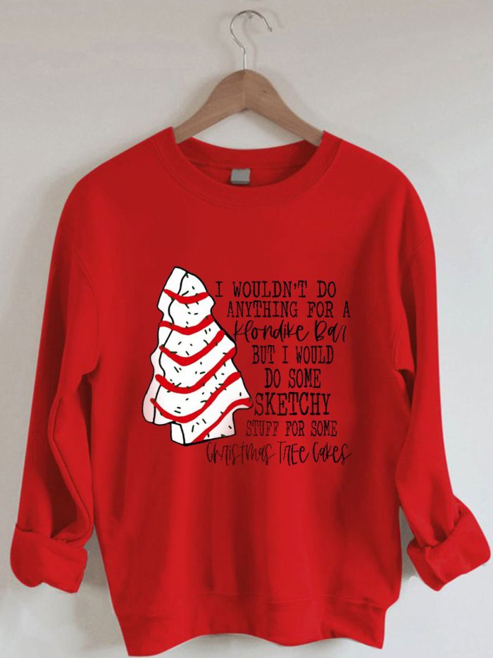 Women's Christmas Tree Cake Print Sweatshirt