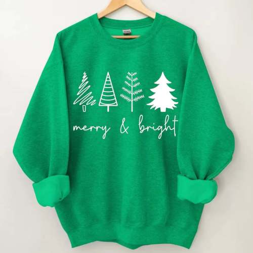 Merry And Bright Women's Christmas Printed Long Sleeve Sweatshirt