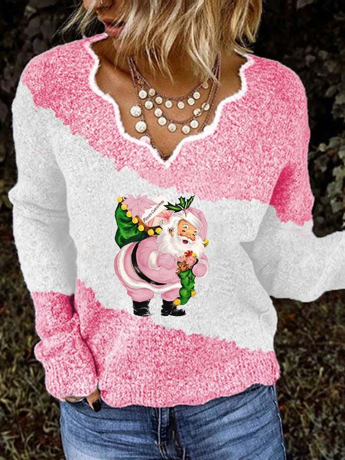 Women's Christmas Sequin Print Casual Knit Sweater