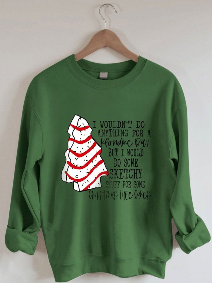 Women's Christmas Tree Cake Print Sweatshirt