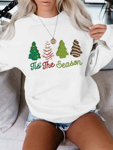 Women's Christmas Cake Tree Print Sweatshirt