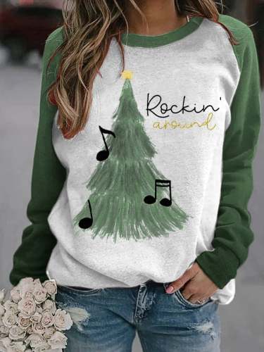 Women's Rocking Around The Christmas Tree Gradient Print Sweatshirt