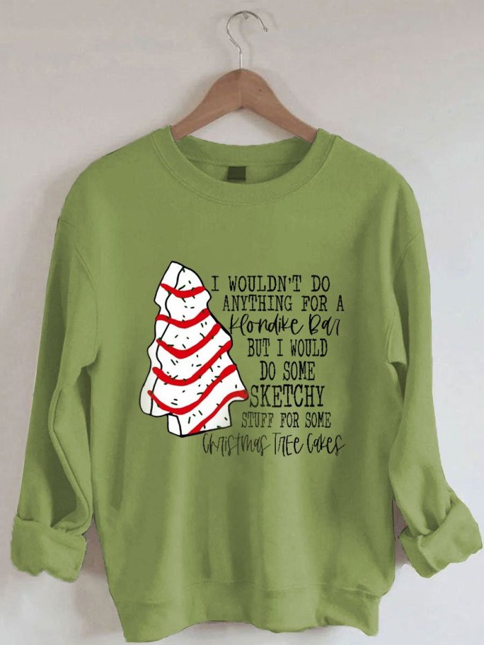 Women's Christmas Tree Cake Print Sweatshirt