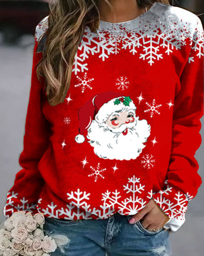 Christmas Santa Red Crew Neck Sweatshirt