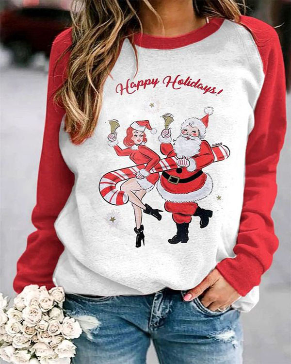 Christmas Red Panel Crew Neck Sweatshirt