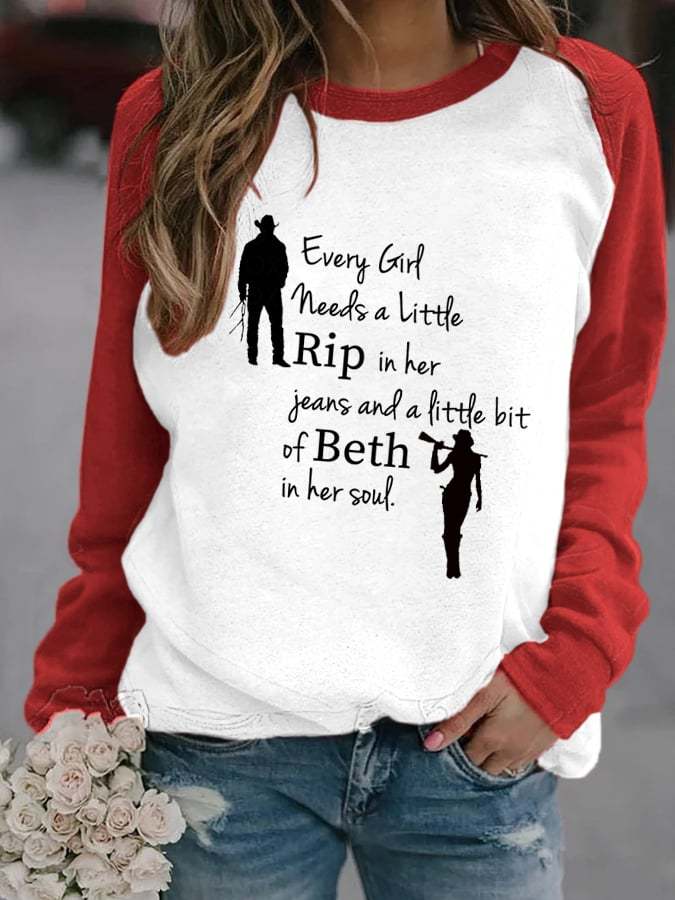 Women's Every Girl Needs a Little Rip Beth Print Casual Sweatshirt
