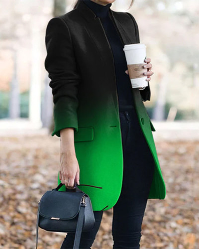 Casual Multicolor Gradient Coat