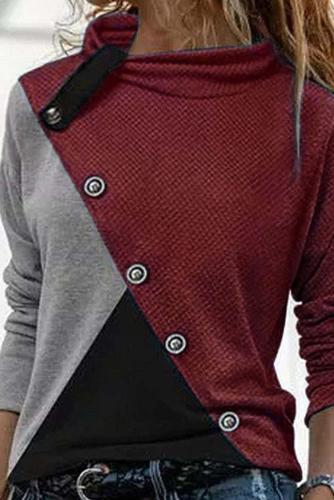 Colorblock Long Sleeve Turtleneck T-Shirt