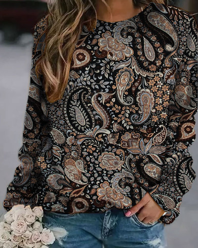 Vintage Paisley Crew Neck Sweatshirt