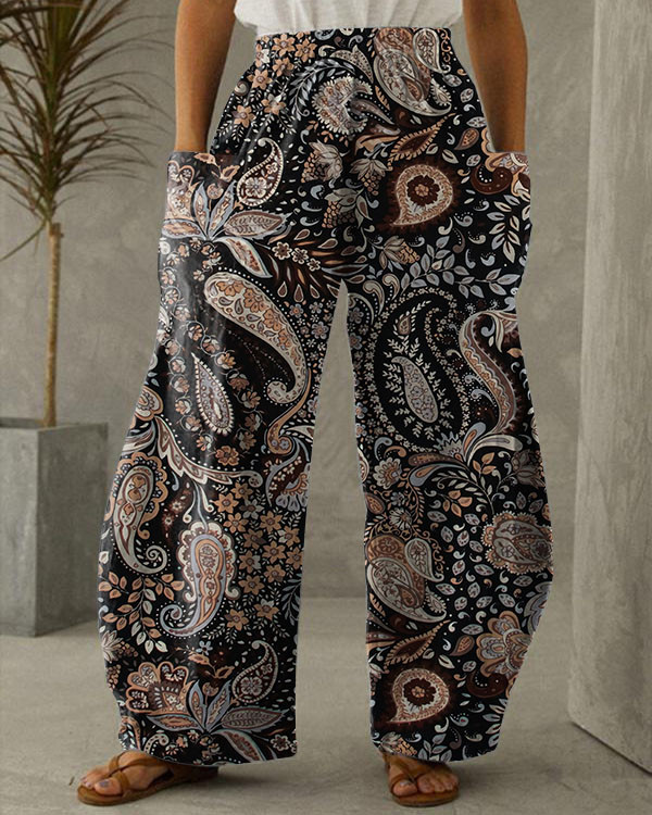 Vintage Paisley Loose Wide Leg Pants