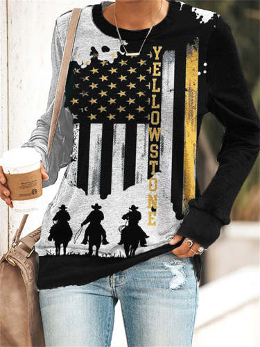 Flag Inspired Western Graphic Sweatshirt