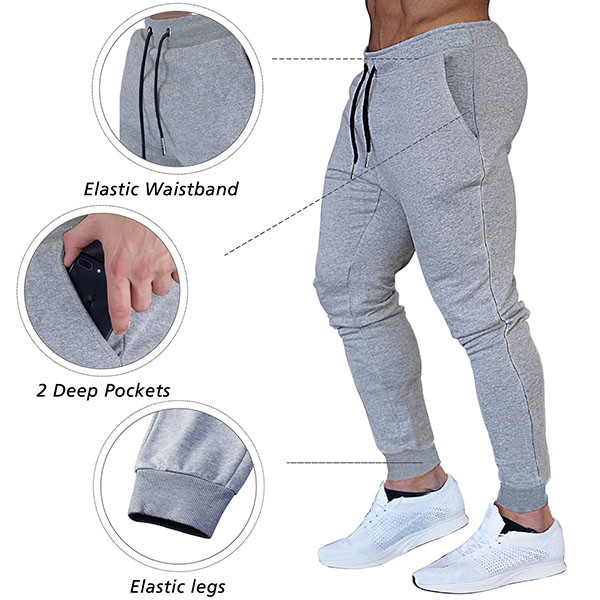 Men's Solid Color Pocket Drawstring Breathable Joggers Sweatpants