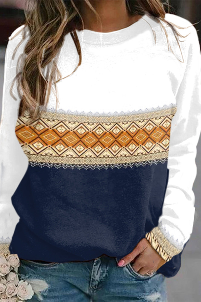 Iceland Print Crew Neck Long Sleeve Sweatshirt