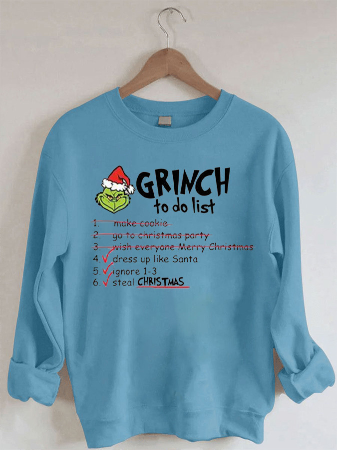 Grinch To Do List - Casual Round Neck Sweatshirt