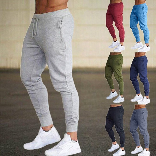 Men's Solid Color Pocket Drawstring Breathable Joggers Sweatpants