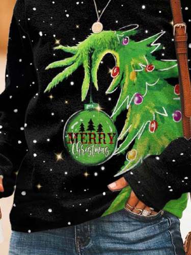 Merry Christmas Grinchmas Print Sweatshirt