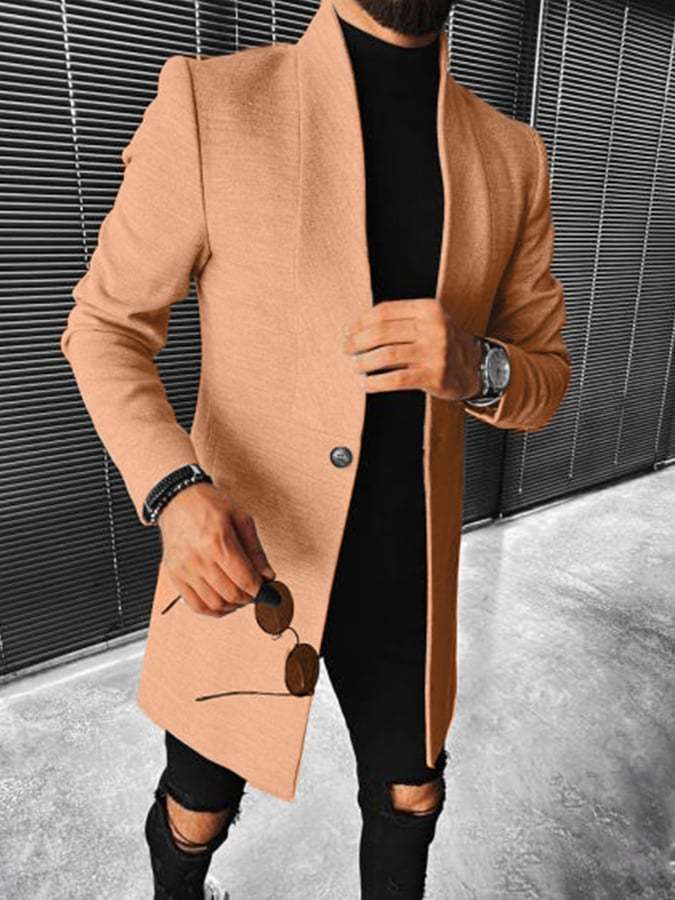 Men's Fashion Stand Collar Mid Length Coat