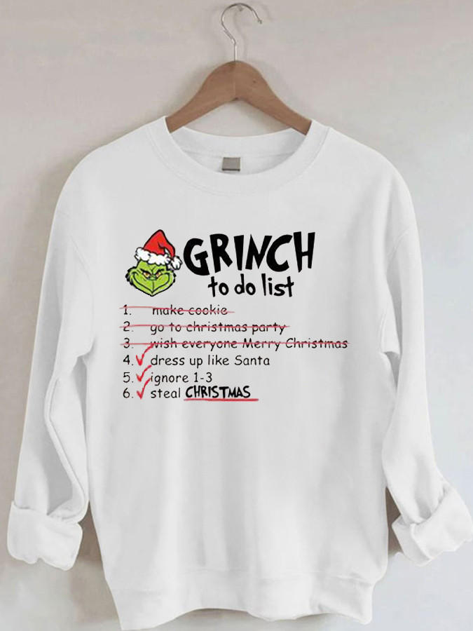 Grinch To Do List - Casual Round Neck Sweatshirt