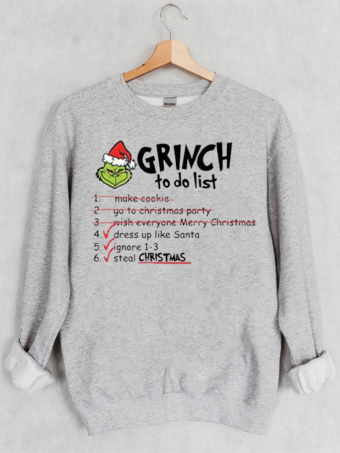 Grinch To Do List - Casual Round Neck Sweatshirt