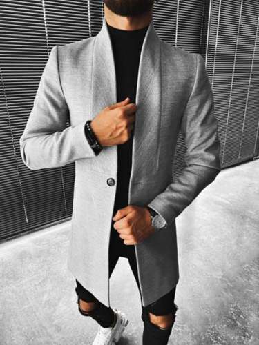 Men's Fashion Stand Collar Mid Length Coat