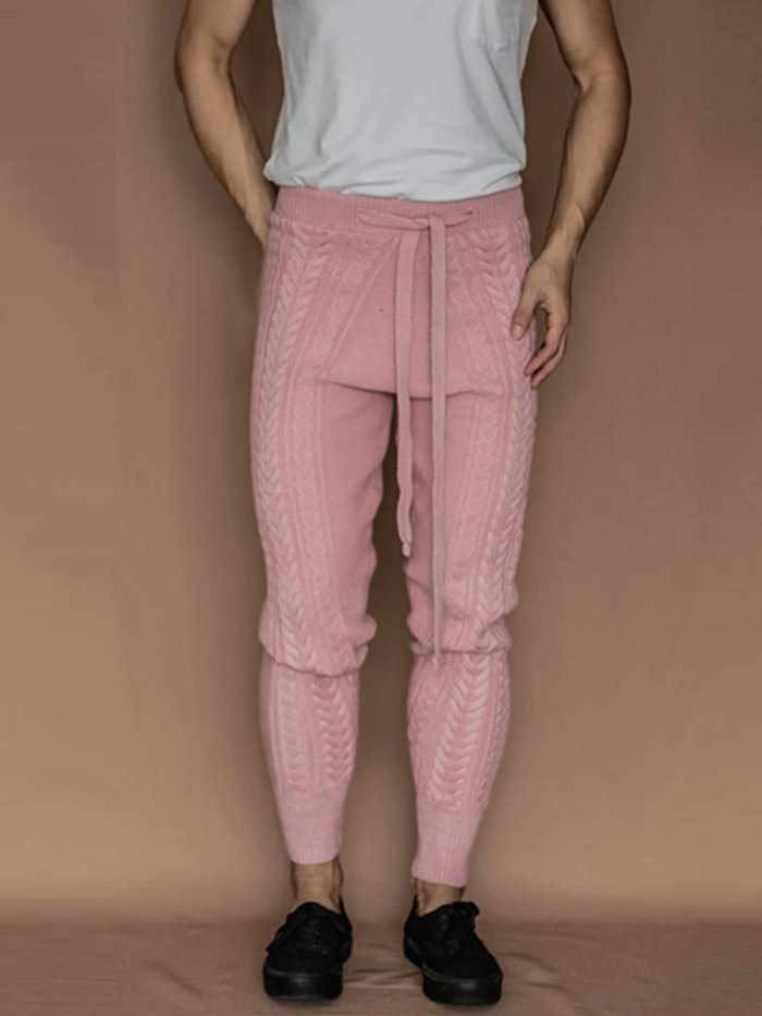 Men's Slim Fit Knitted Warm Cropped Pants