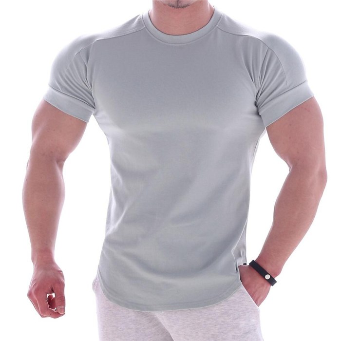 Men's Solid Color Sports Quick Dry Round Neck Elastic Basic Shirt