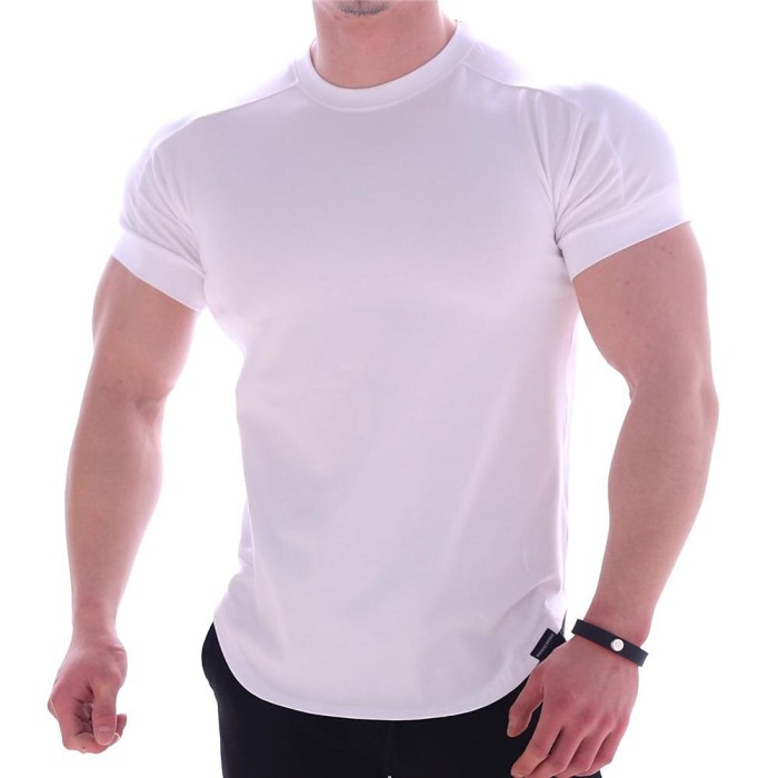 Men's Solid Color Sports Quick Dry Round Neck Elastic Basic Shirt