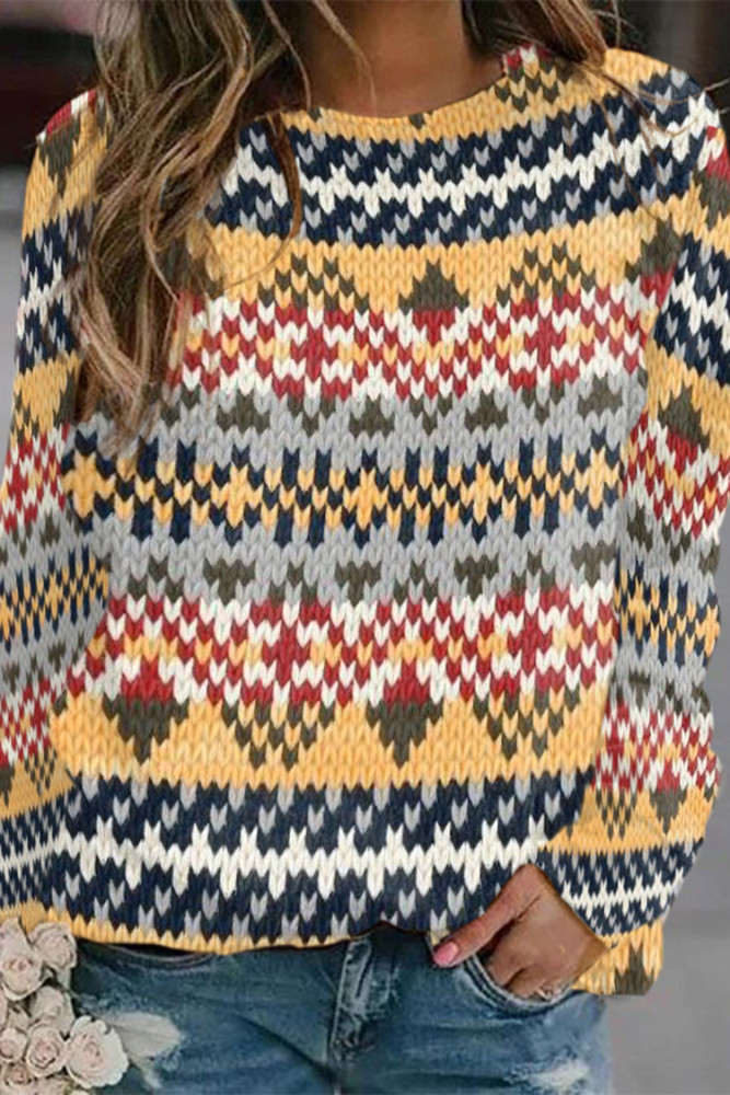 Iceland Sweater Print Crew Neck Long Sleeve Sweatshirt