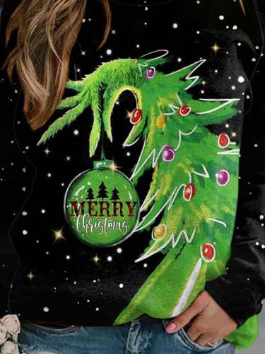 Merry Christmas Grinchmas Print Sweatshirt