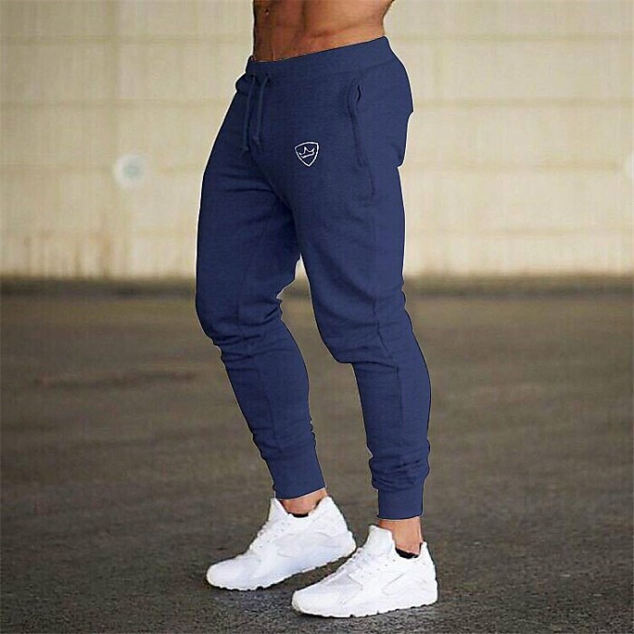 Men's Solid Color Pocket Drawstring Breathable Joggers Sweatpants