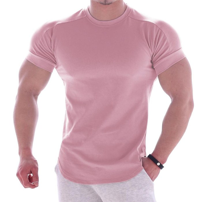 Men's Solid Color Sports Quick Dry Round Neck Elastic Basic Shirt