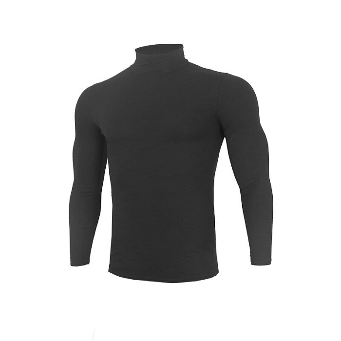 Men's Solid Color Stand Collar Long Sleeve Tops
