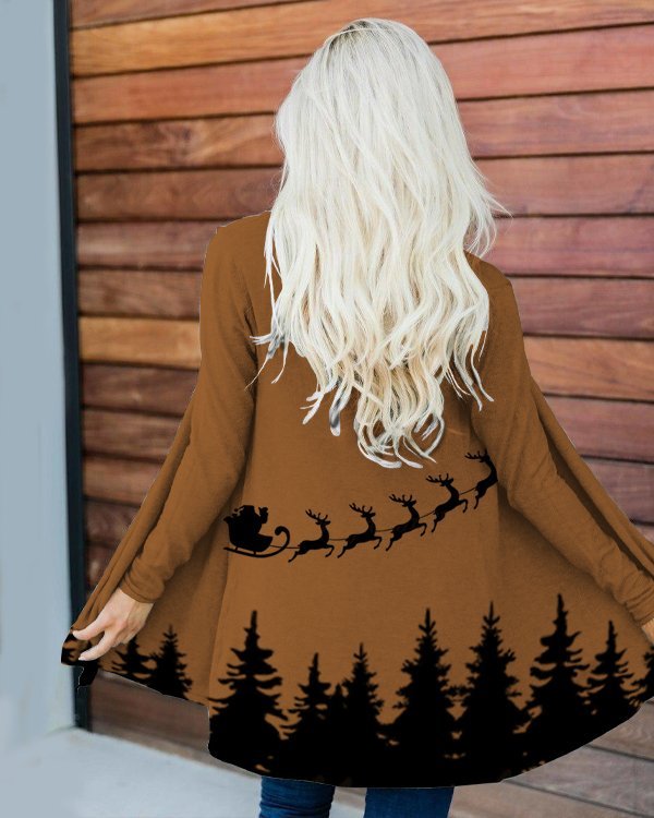 Santa Claus with Reindeer Loose Cardigan