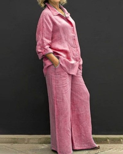 Casual Loose Linen Two Piece Suit