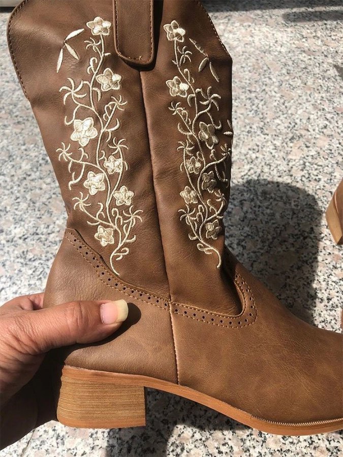 Vintage Floral Rider Boots