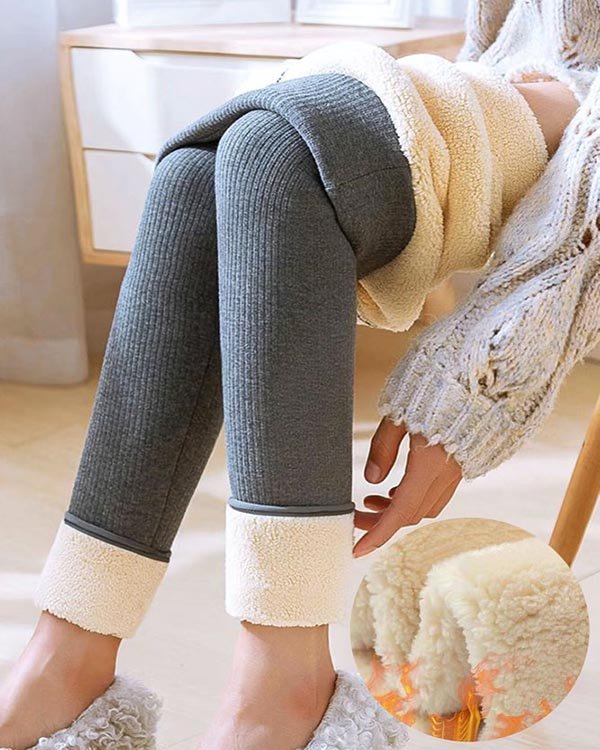 Plain Warmth Casual Fluff Tight Leggings