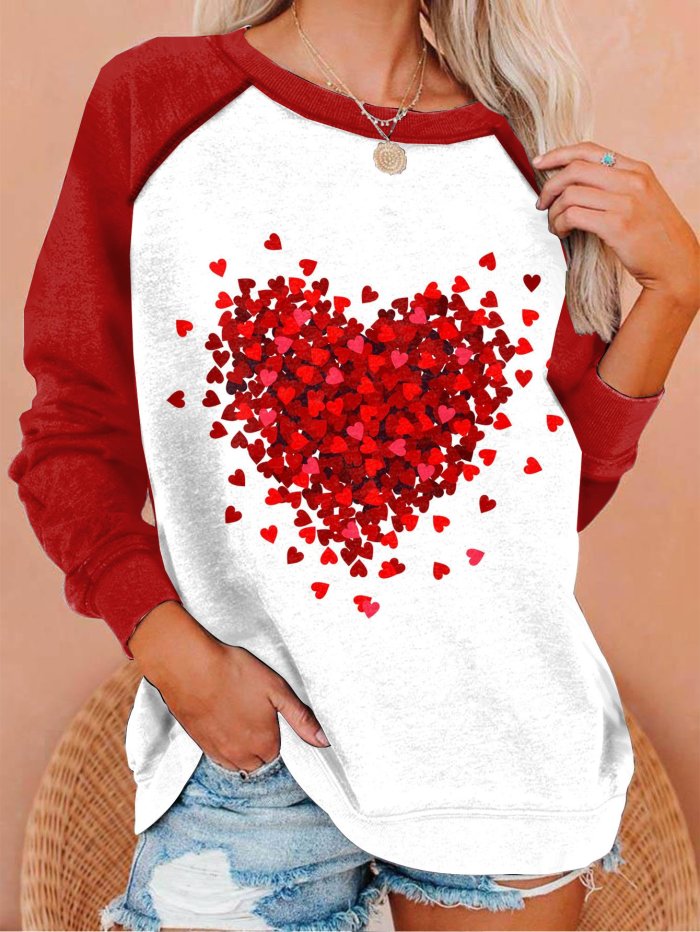 Casual Color Block Printed Long Sleeve Sweatshirt