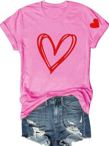Women'S Valentine'S Day Heart Long Sleeve Print T-Shirt