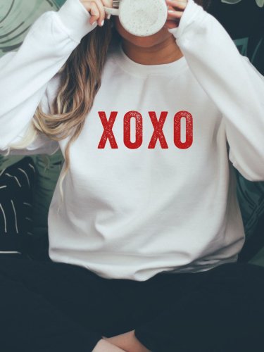 Women's XOXO Print Crew Neck Sweatshirt