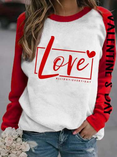Women's Love Print Casual Sweatshirt