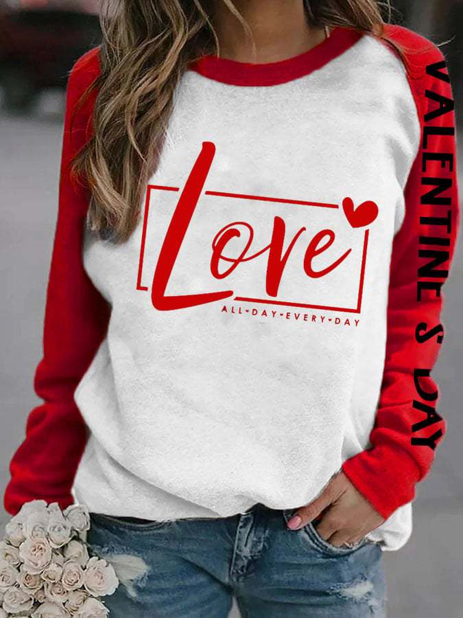 Women's Love Print Casual Sweatshirt